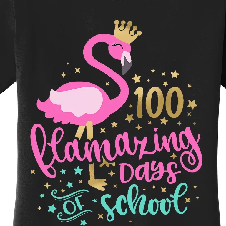 100 Flamazing Days Of School Flamingo Teacher Women's T-Shirt