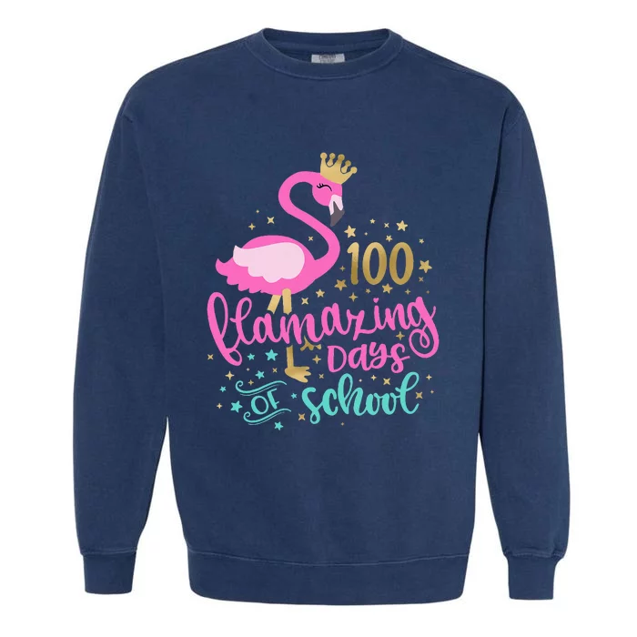 100 Flamazing Days Of School Flamingo Teacher Garment-Dyed Sweatshirt