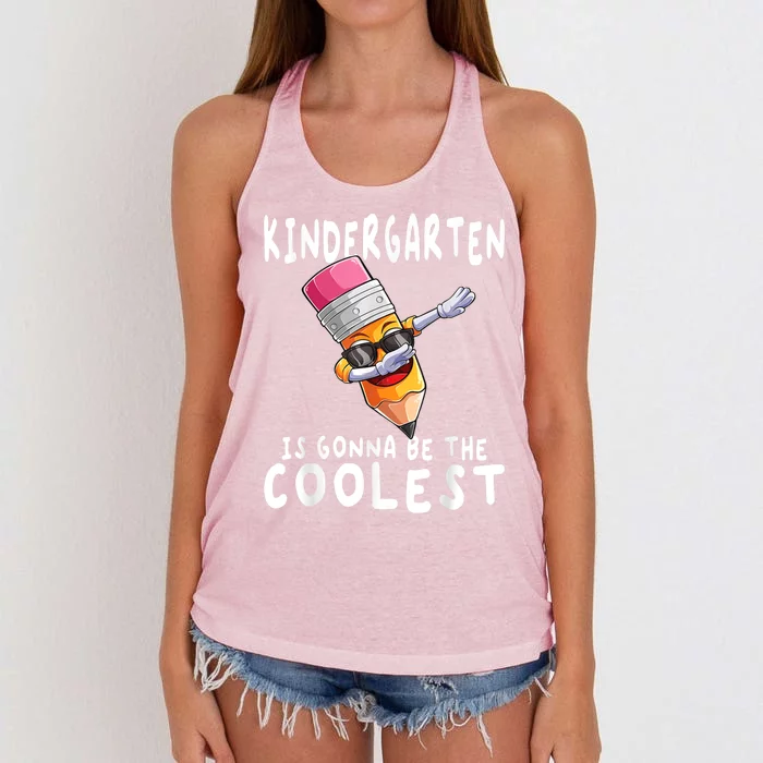 1st First Day Of Kindergarten Coolest Back To School Boy Women's Knotted Racerback Tank