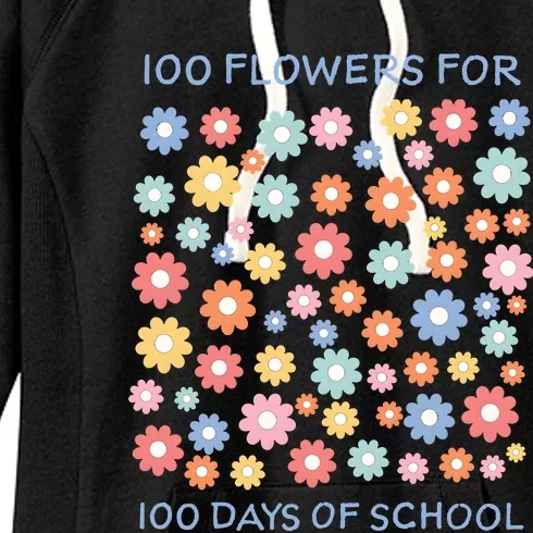 100 Flowers For 100 Days Of School Women's Fleece Hoodie