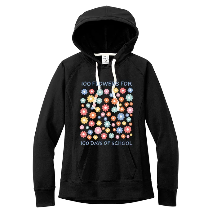 100 Flowers For 100 Days Of School Women's Fleece Hoodie