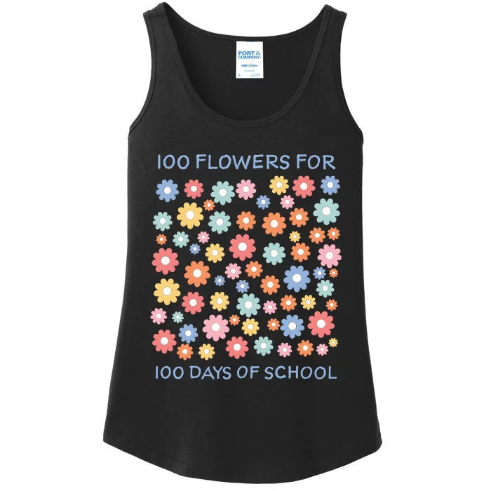 100 Flowers For 100 Days Of School Ladies Essential Tank