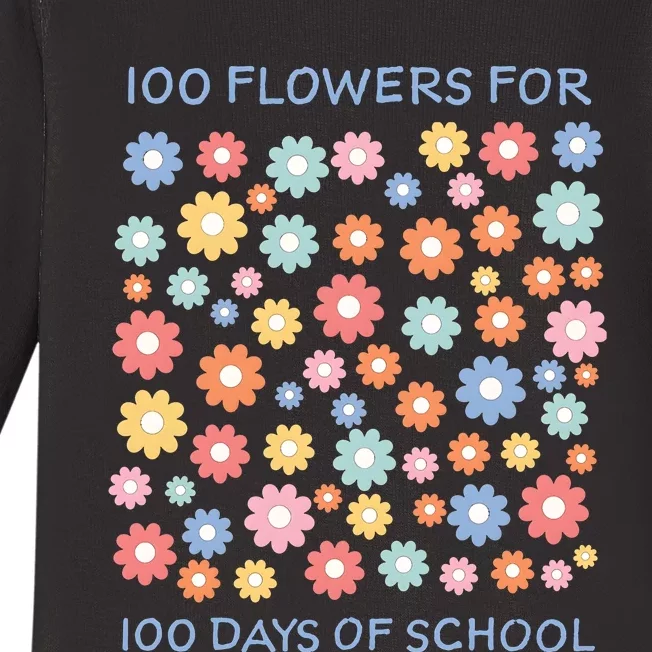 100 Flowers For 100 Days Of School Baby Long Sleeve Bodysuit