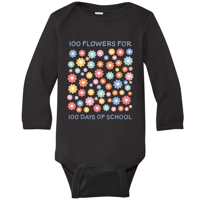 100 Flowers For 100 Days Of School Baby Long Sleeve Bodysuit