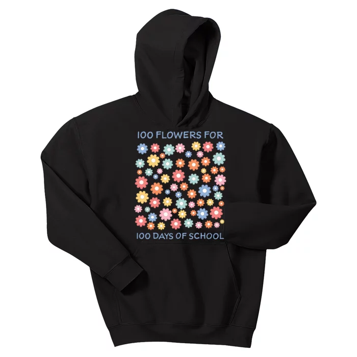 100 Flowers For 100 Days Of School Kids Hoodie