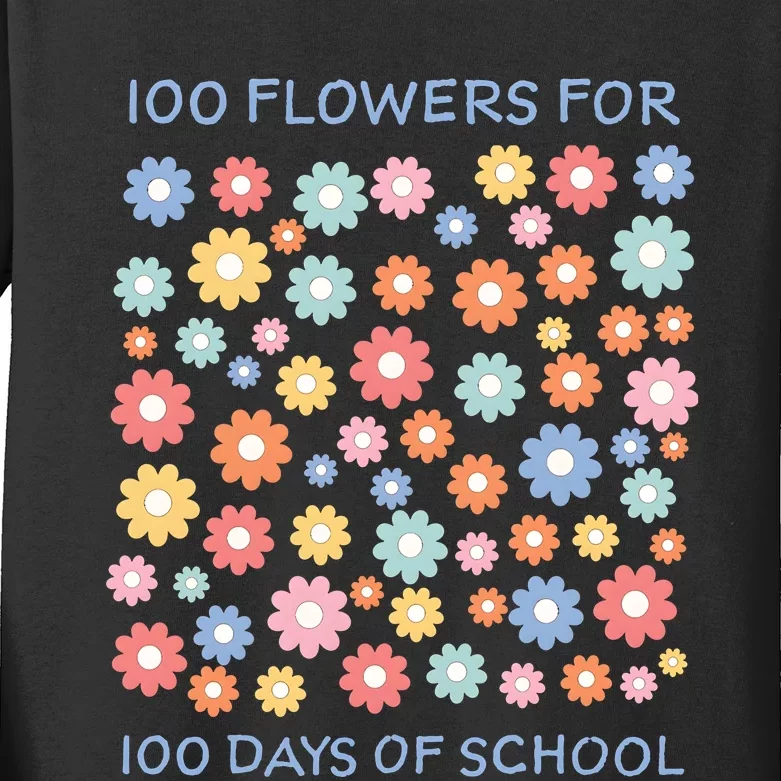 100 Flowers For 100 Days Of School Kids Long Sleeve Shirt