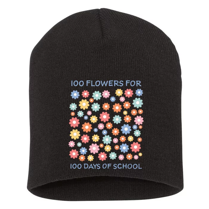 100 Flowers For 100 Days Of School Short Acrylic Beanie