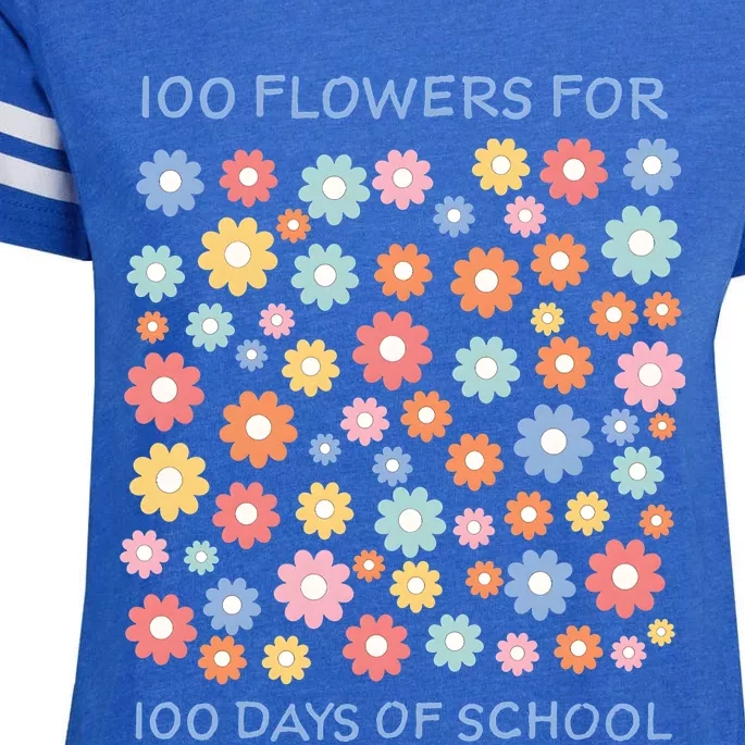 100 Flowers For 100 Days Of School Enza Ladies Jersey Football T-Shirt