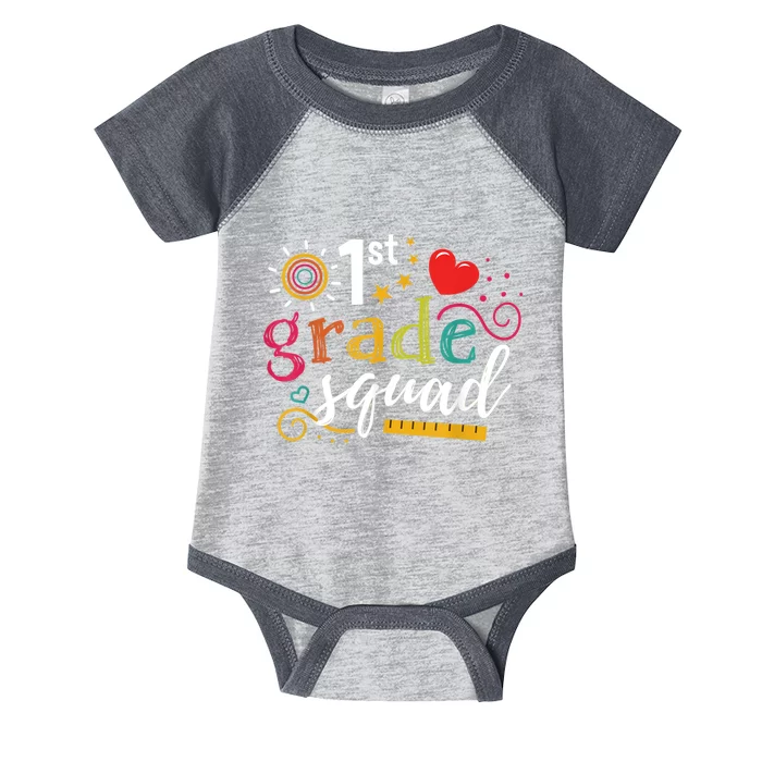 1st First Grade Squad Student Teacher Gift Back To School Infant Baby Jersey Bodysuit