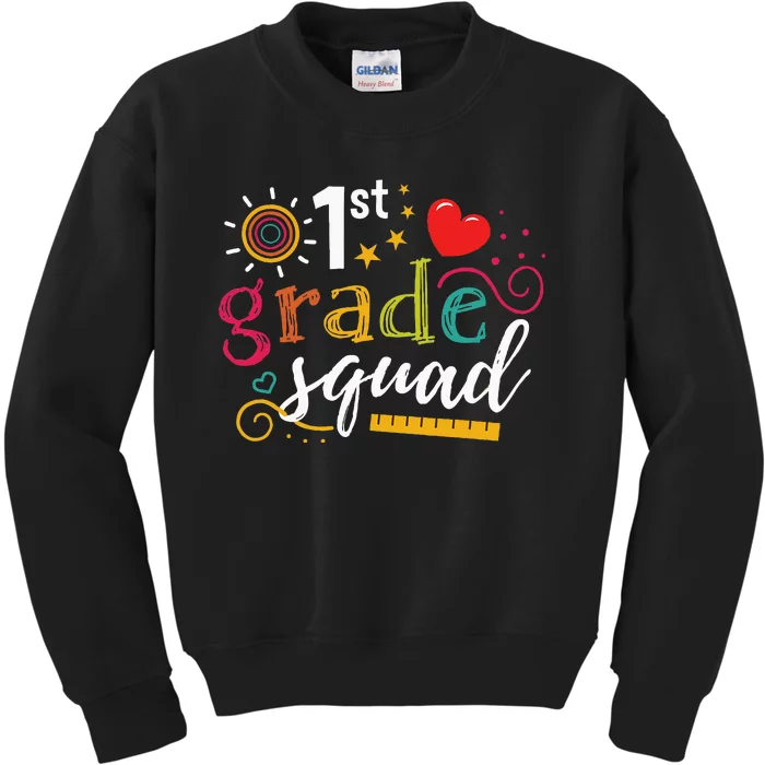 1st First Grade Squad Student Teacher Gift Back To School Kids Sweatshirt