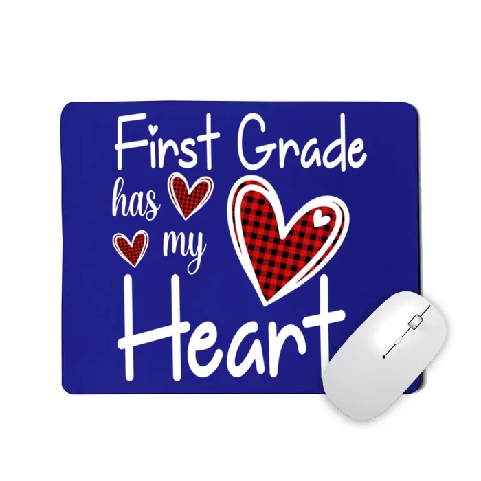 1st First Grade Has My Heart Buffalo Print Teacher Valentine Gift Mousepad