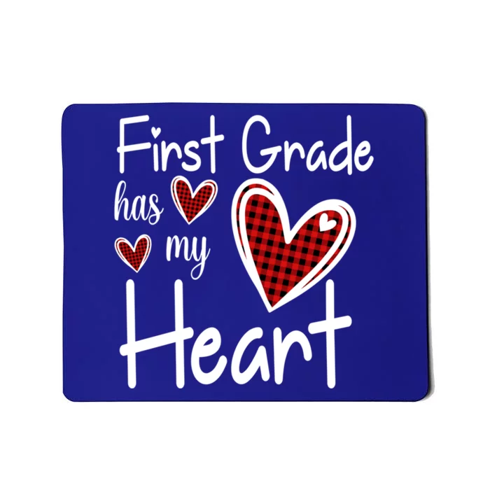 1st First Grade Has My Heart Buffalo Print Teacher Valentine Gift Mousepad