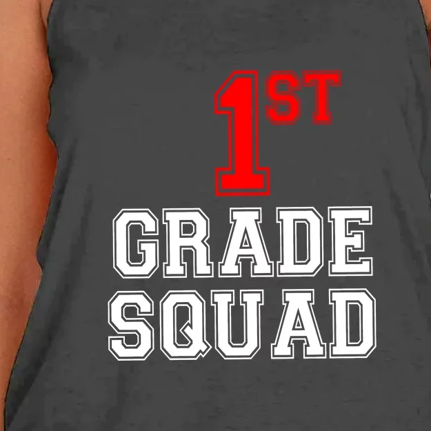 1st First Grade Squad Back To School Teacher Gift Women's Knotted Racerback Tank