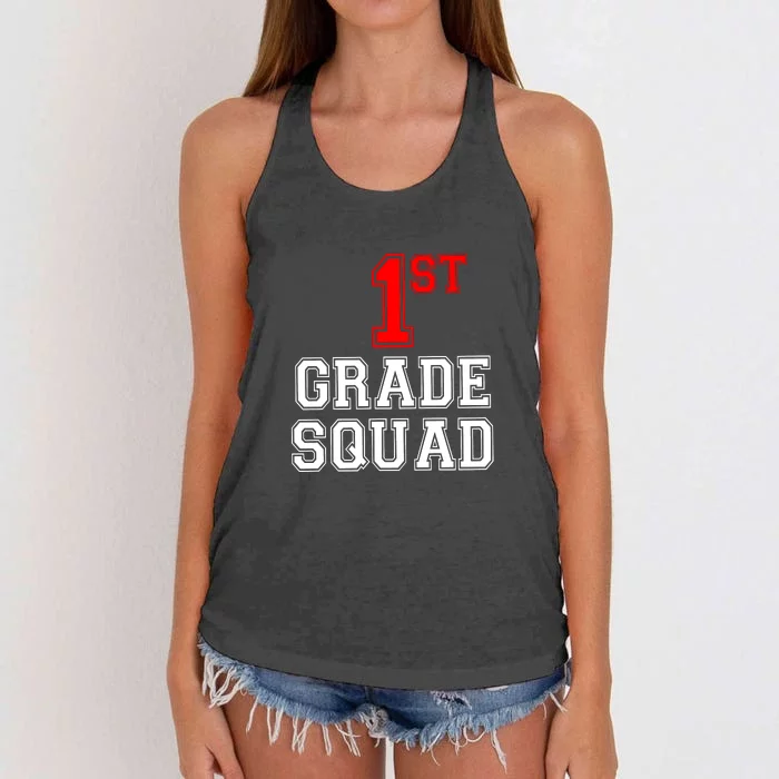 1st First Grade Squad Back To School Teacher Gift Women's Knotted Racerback Tank