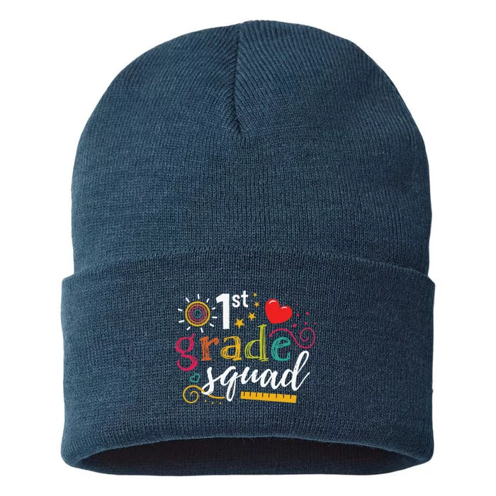 1st First Grade Squad Student Teacher Gift Back To School Sustainable Knit Beanie