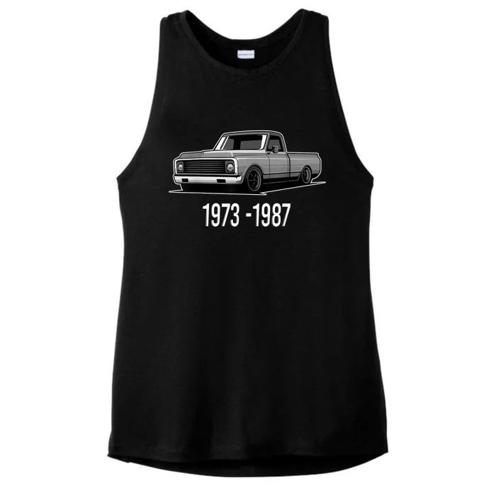 19731987 Funny Squarebody Vintage Ladies Tri-Blend Wicking Tank