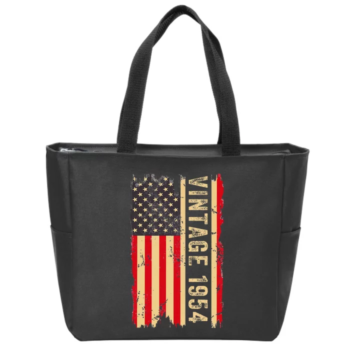 1954 Gifts 70 Years Old American Flag Zip Tote Bag