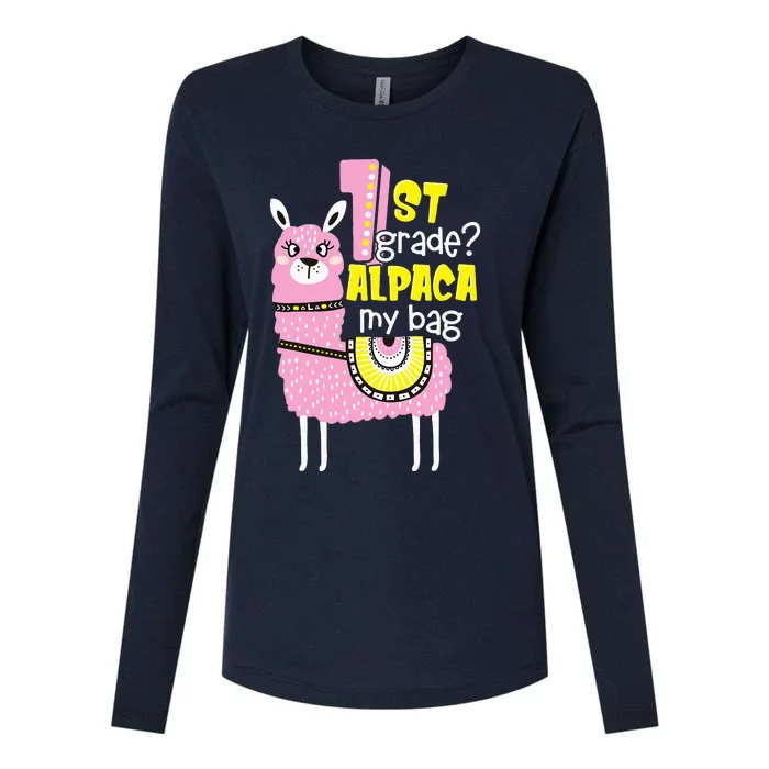 1st grade Alpaca my bag 1st day Loves Alpacas Womens Cotton Relaxed Long Sleeve T-Shirt