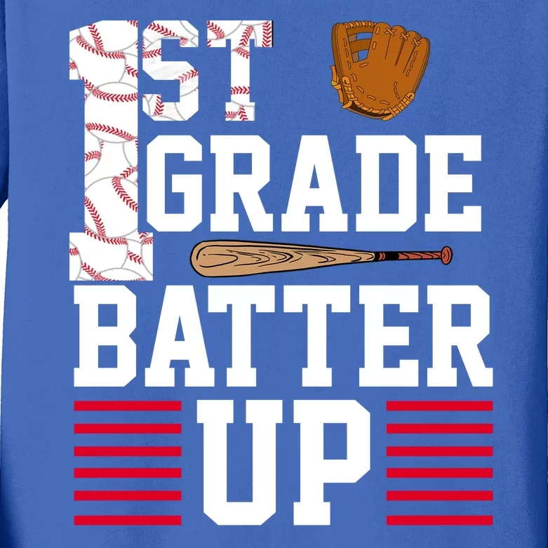 1st Grade Batter Up Kids Long Sleeve Shirt