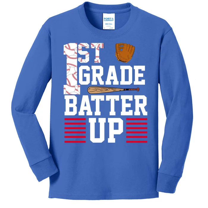 1st Grade Batter Up Kids Long Sleeve Shirt