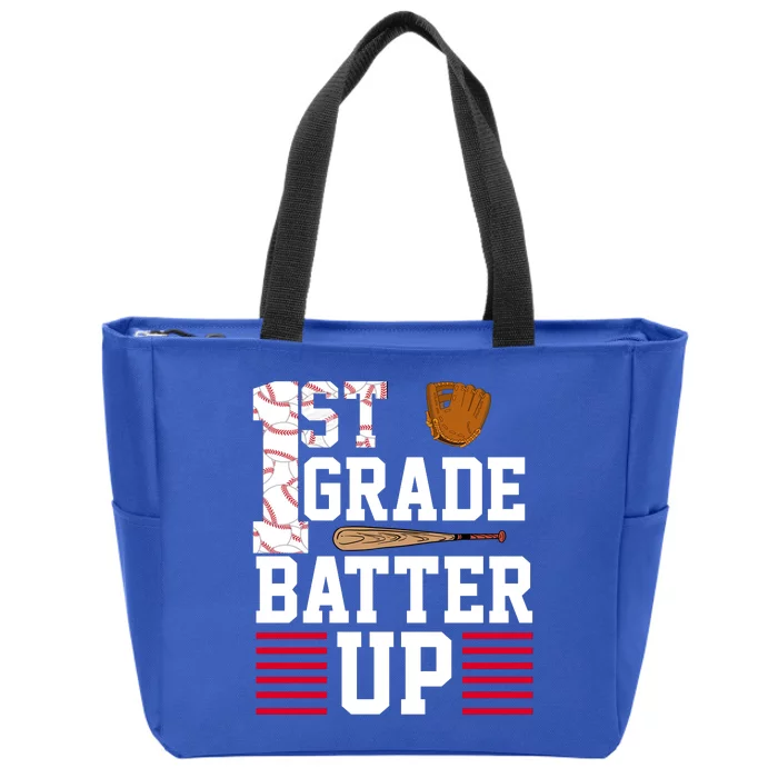 1st Grade Batter Up Zip Tote Bag