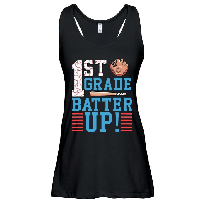 1st Grade Back To School 1st Grade Batter Up Baseball Ladies Essential Flowy Tank