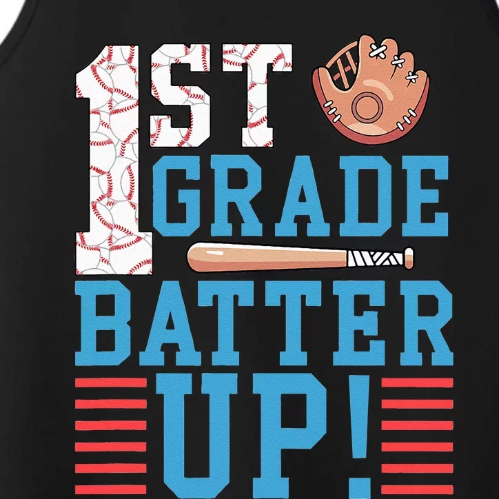 1st Grade Back To School 1st Grade Batter Up Baseball Performance Tank