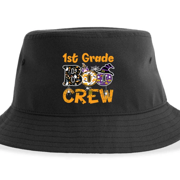 1st Grade Boo Crew Funny Halloween Costume Teacher Student Sustainable Bucket Hat