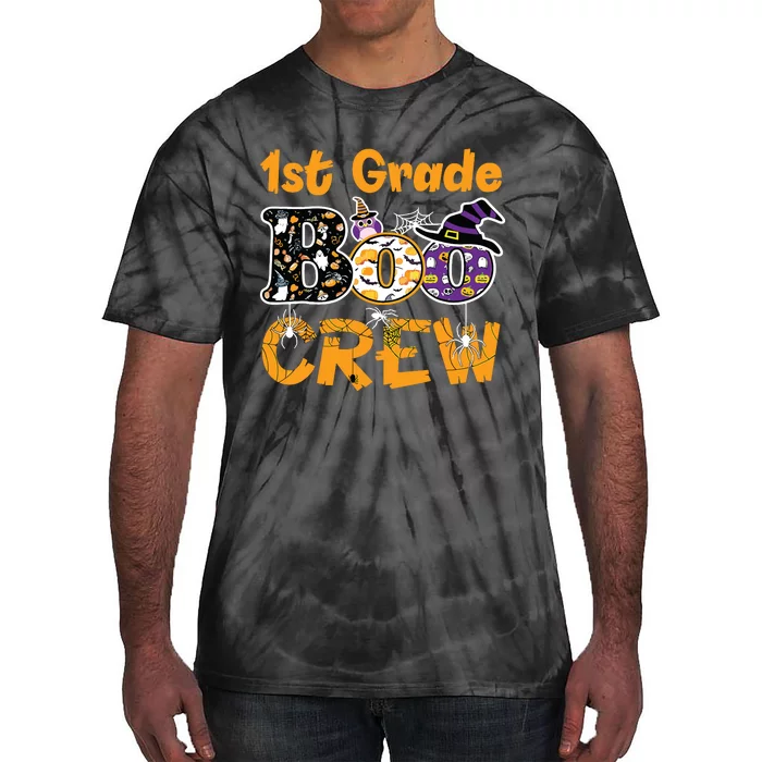 1st Grade Boo Crew Funny Halloween Costume Teacher Student Tie-Dye T-Shirt