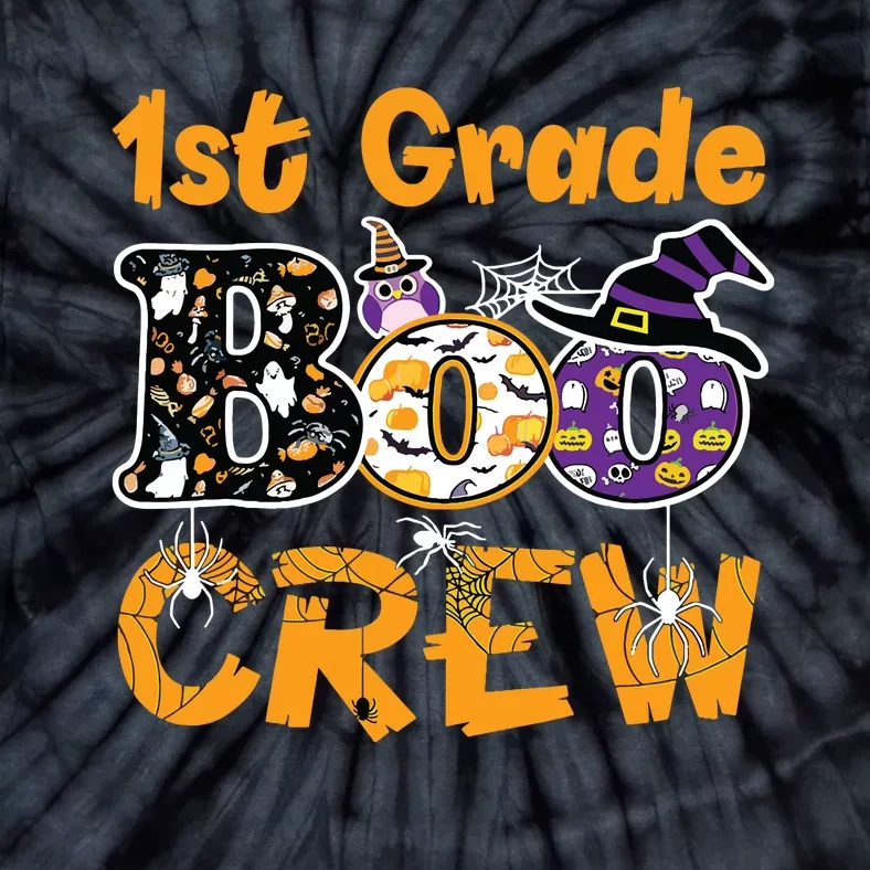 1st Grade Boo Crew Funny Halloween Costume Teacher Student Tie-Dye T-Shirt