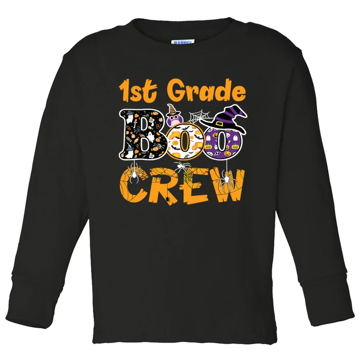 1st Grade Boo Crew Funny Halloween Costume Teacher Student Toddler Long Sleeve Shirt