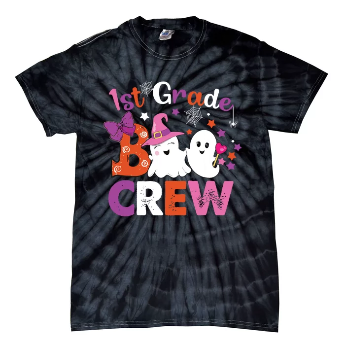 1st Grade Boo Crew First Grade Halloween Costume Teacher Kids Tie-Dye T-Shirt