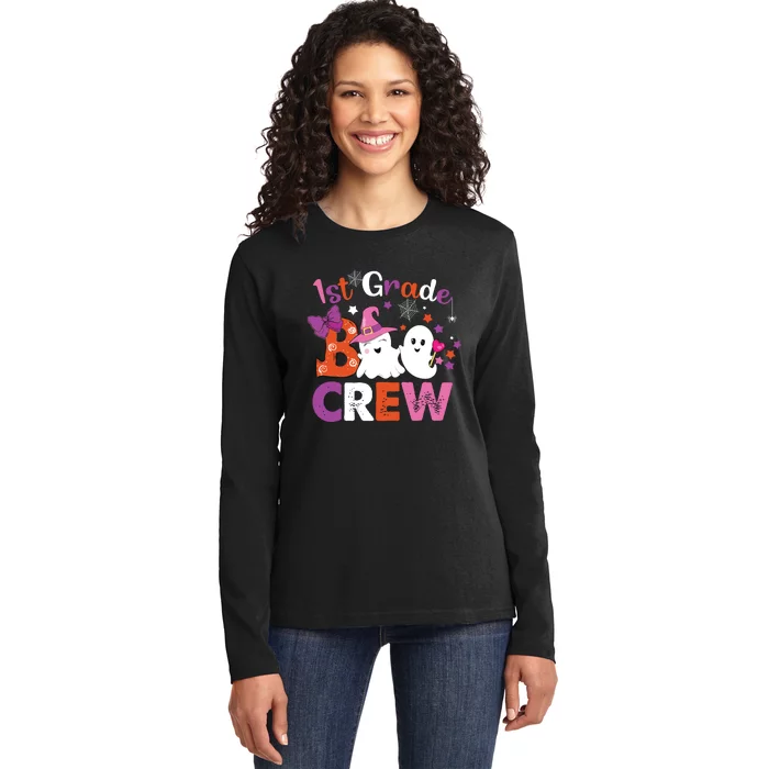 1st Grade Boo Crew First Grade Halloween Costume Teacher Kids Ladies Long Sleeve Shirt