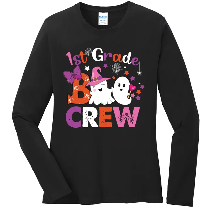 1st Grade Boo Crew First Grade Halloween Costume Teacher Kids Ladies Long Sleeve Shirt