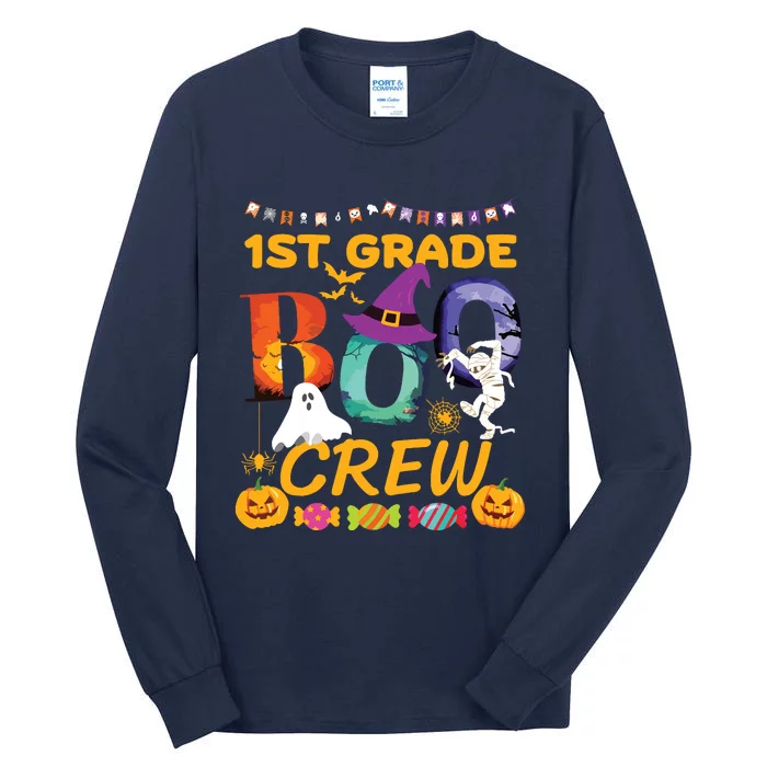 1st Grade Boo Crew Ghost Pumpkin Halloween Teacher Student Tall Long Sleeve T-Shirt