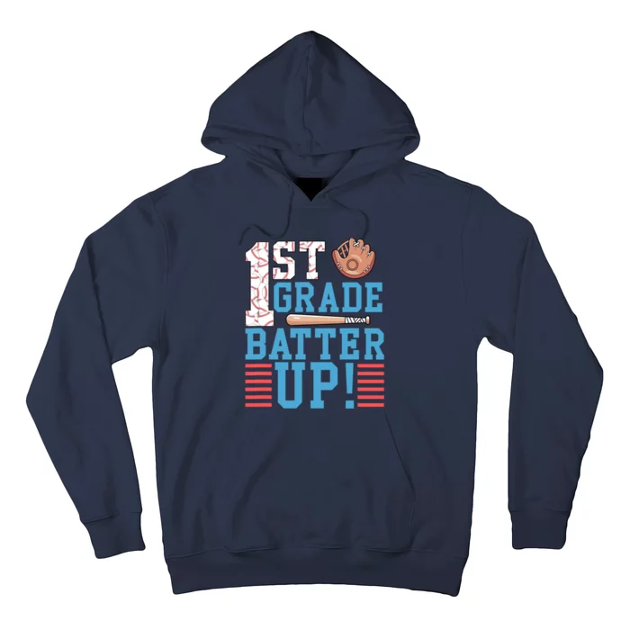 1st Grade Back To School 1st Grade Batter Up Baseball Hoodie