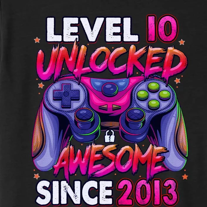 10th Gaming Birthday gift Level 10 Unlocked Awesome Video Game 2013 Birthday ChromaSoft Performance T-Shirt