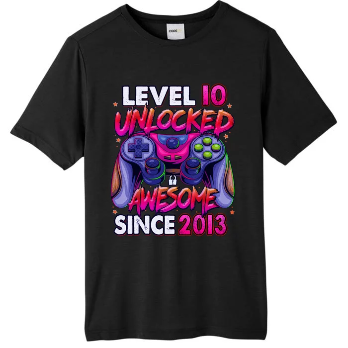 10th Gaming Birthday gift Level 10 Unlocked Awesome Video Game 2013 Birthday ChromaSoft Performance T-Shirt