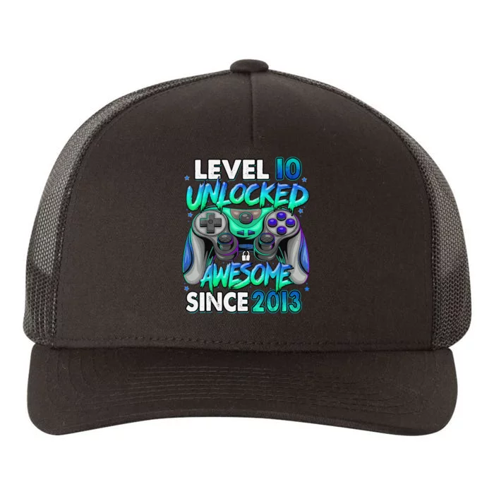 10th Gaming Birthday gift Level 10 Unlocked Awesome Video Game 2013 Birthday Yupoong Adult 5-Panel Trucker Hat