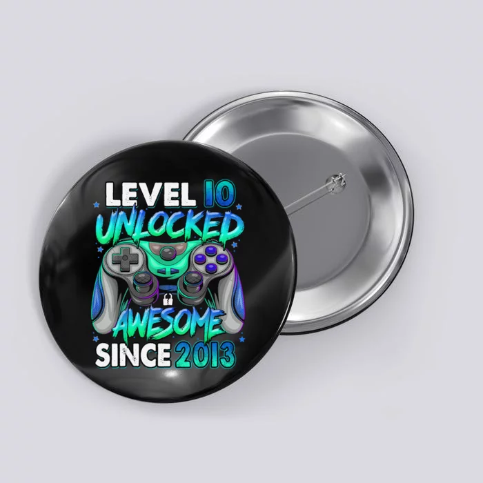 10th Gaming Birthday gift Level 10 Unlocked Awesome Video Game 2013 Birthday Button