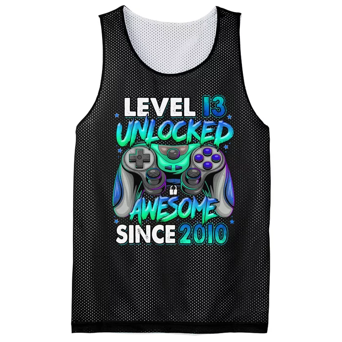 13rd Gaming Birthday gift Level 13 Unlocked Awesome Video Game 2010 Birthday Mesh Reversible Basketball Jersey Tank