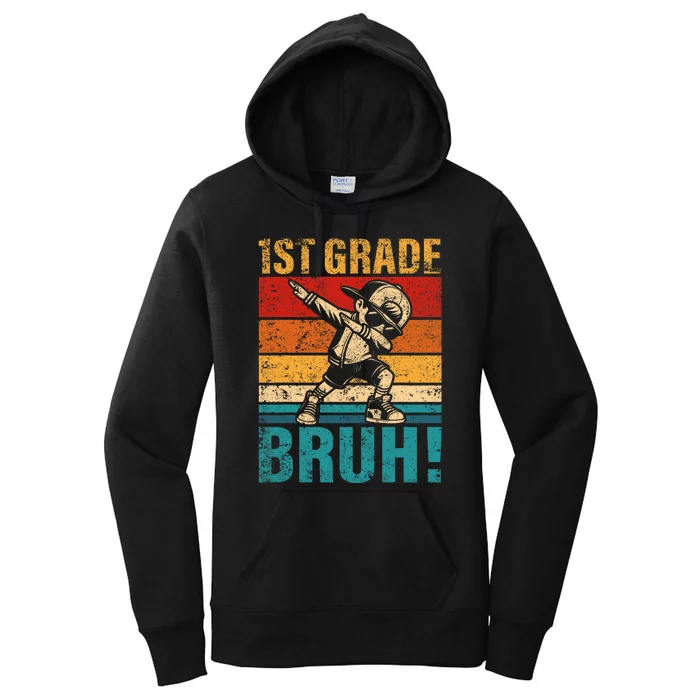 1st Grade Bruh Dabbing Boy First Grade Squad Boy Student Women's Pullover Hoodie