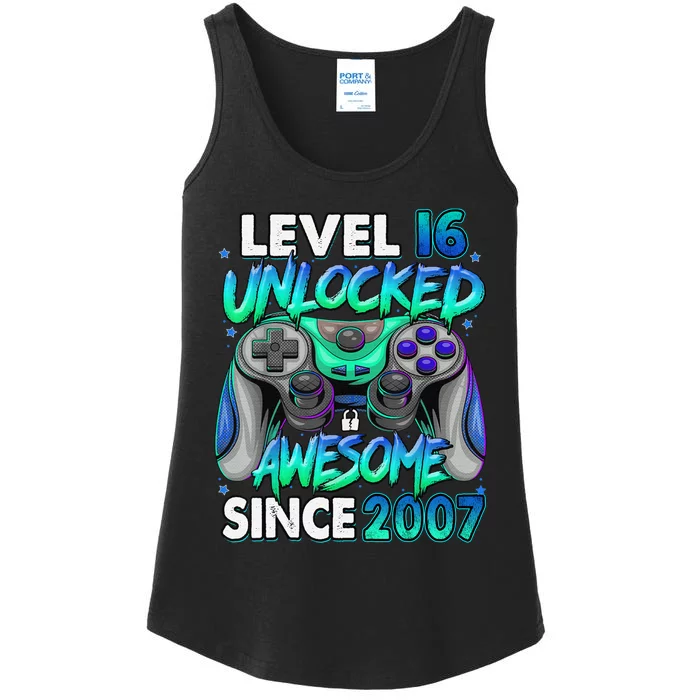 16th Gaming Birthday gift Level 16 Unlocked Awesome Video Game 2007 Birthday Ladies Essential Tank