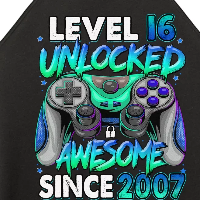 16th Gaming Birthday gift Level 16 Unlocked Awesome Video Game 2007 Birthday Women’s Perfect Tri Rocker Tank