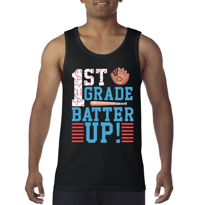 1st Grade Back To School 1st Grade Batter Up Baseball Tank Top