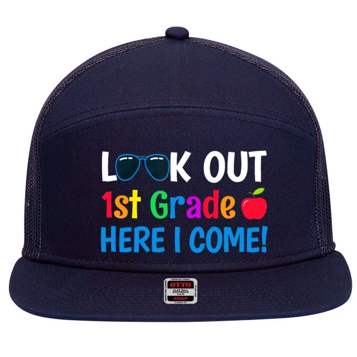 1st Grade Boy Girl Look out 1st Grade Here I Come 7 Panel Mesh Trucker Snapback Hat