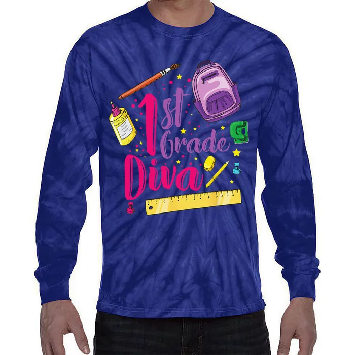 1st Grade Diva First Day Of School Clothes Gift Tie-Dye Long Sleeve Shirt