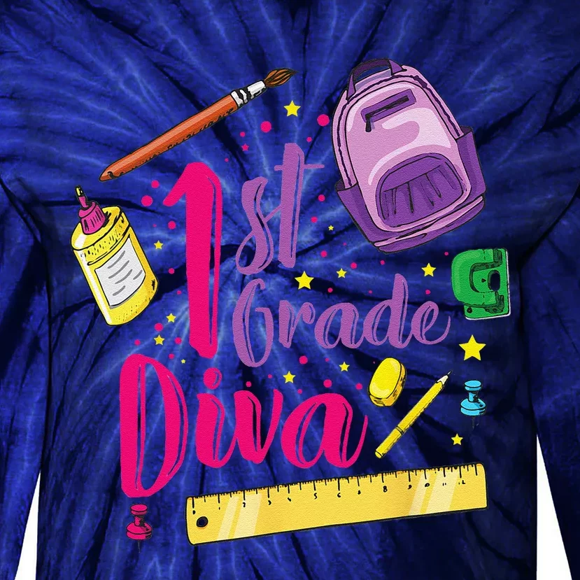 1st Grade Diva First Day Of School Clothes Gift Tie-Dye Long Sleeve Shirt