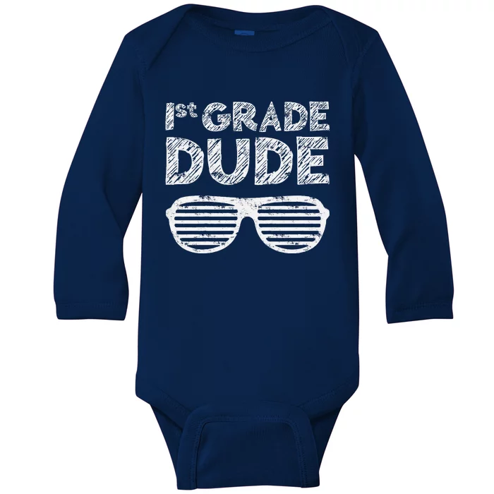 1st Grade Dude First Grade Back To School Baby Long Sleeve Bodysuit