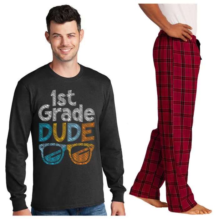 1st Grade Dude Back To School First Grade Student Long Sleeve Pajama Set